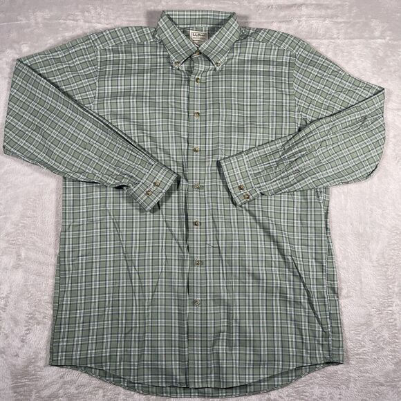 L.L. Bean Other - LL Bean Traditional Fit Shirt Mens L Green Tartan Plaid Long Sleeve‎ Button Up